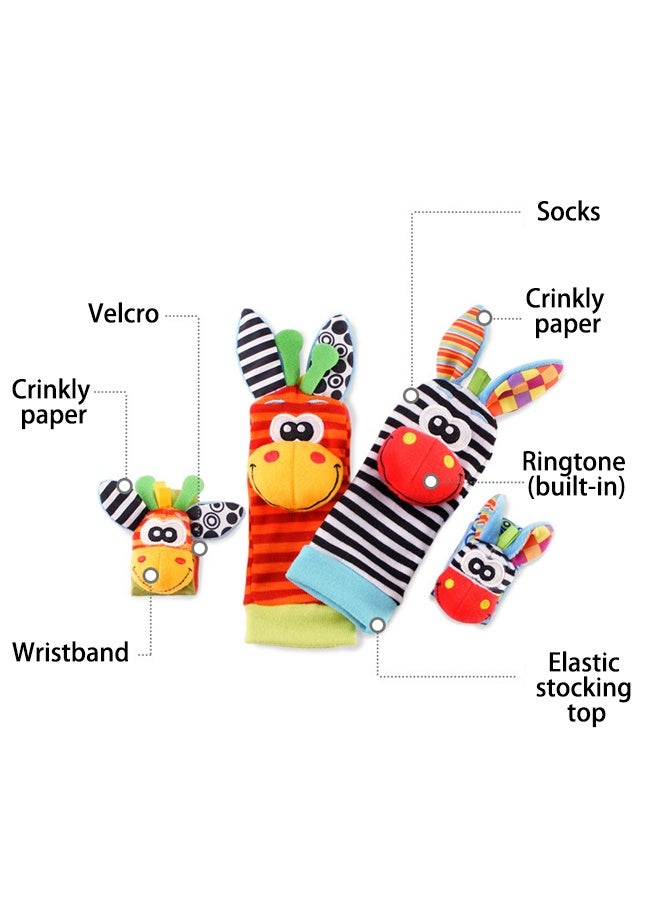 Baby Socks Wristband Set Plush Hand Rattle Baby Toys - Image 2